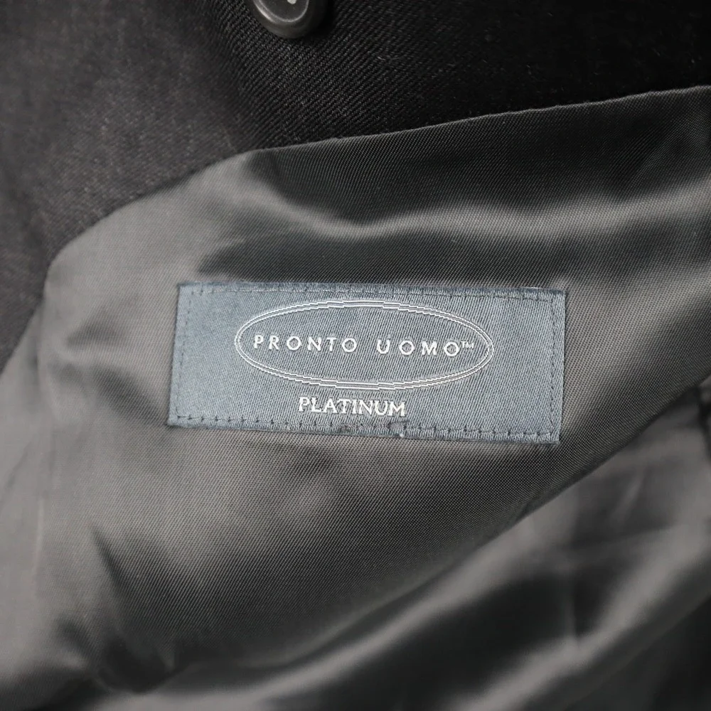 Pronto Uomo Blazer Mens 48 Short Platinum Modern Fit Charcoal Wool Solid Jacket